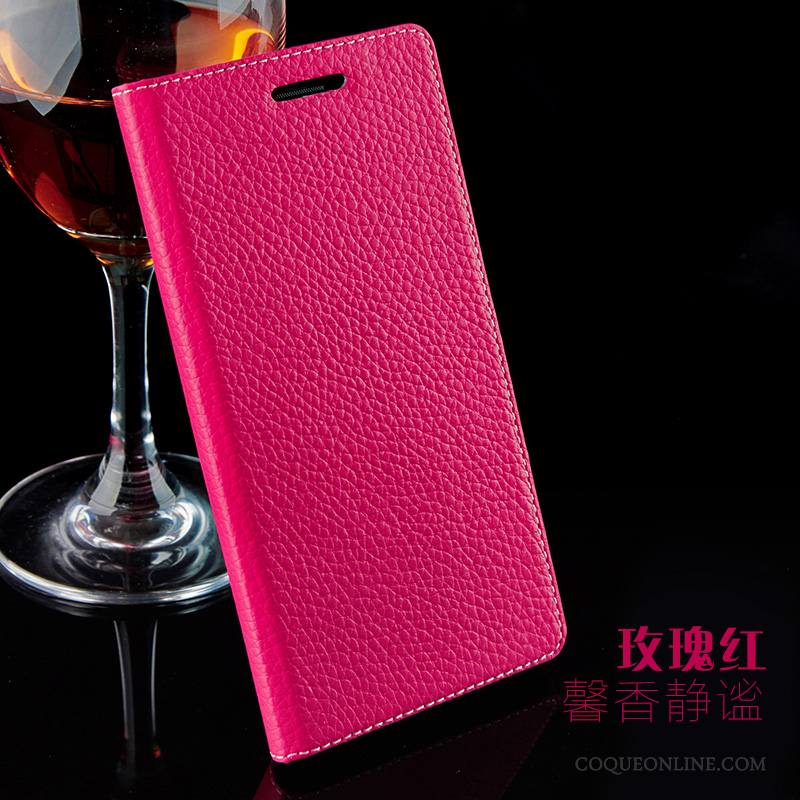 Lg V20 Étui En Cuir Coque De Téléphone Incassable Cuir Véritable Téléphone Portable Rouge Clamshell