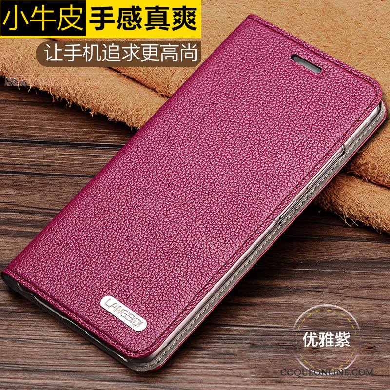 Lg V20 Étui En Cuir Incassable Peau Douce Violet Coque De Téléphone Protection Clamshell