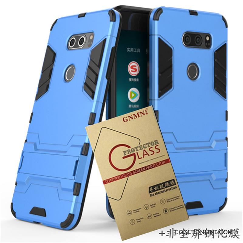 Lg V30 Coque Bleu Tendance Support Téléphone Portable Protection Incassable Étui