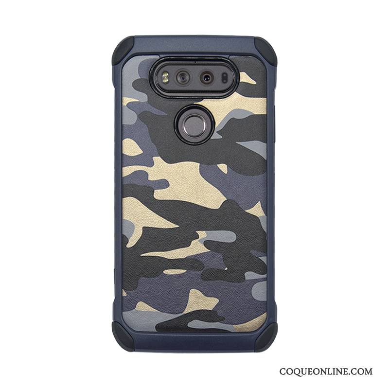 Lg V30 Coque Bleu Tendance Tout Compris Créatif Étui Camouflage Incassable