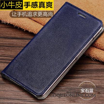 Lg V30 Coque Housse Luxe Business Cuir Véritable Fluide Doux Violet Étui