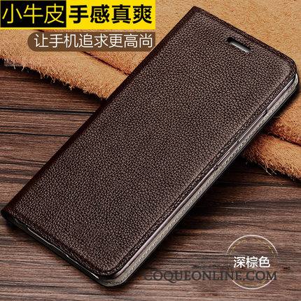 Lg V30 Coque Housse Luxe Business Cuir Véritable Fluide Doux Violet Étui