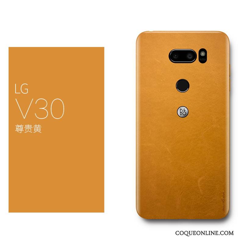 Lg V30 Créatif Rouge Tout Compris Très Mince Coque De Téléphone Luxe Cuir Véritable