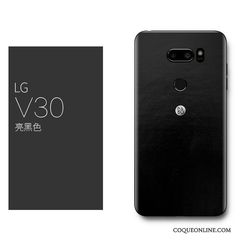 Lg V30 Créatif Rouge Tout Compris Très Mince Coque De Téléphone Luxe Cuir Véritable