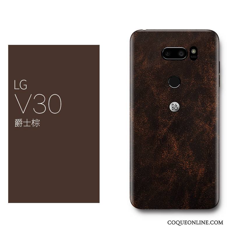 Lg V30 Créatif Rouge Tout Compris Très Mince Coque De Téléphone Luxe Cuir Véritable