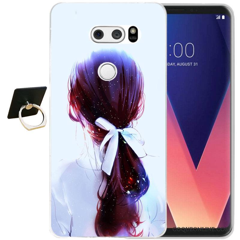 Lg V30 Gaufrage Noir Fluide Doux Protection Étui Coque De Téléphone Silicone