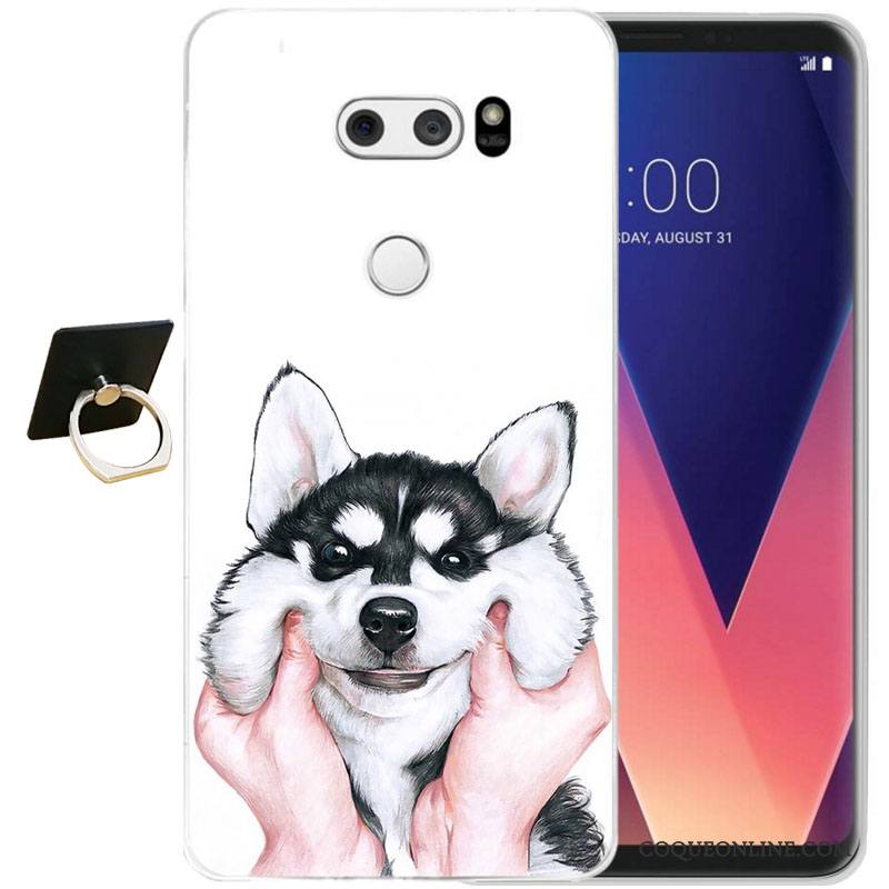 Lg V30 Gaufrage Noir Fluide Doux Protection Étui Coque De Téléphone Silicone