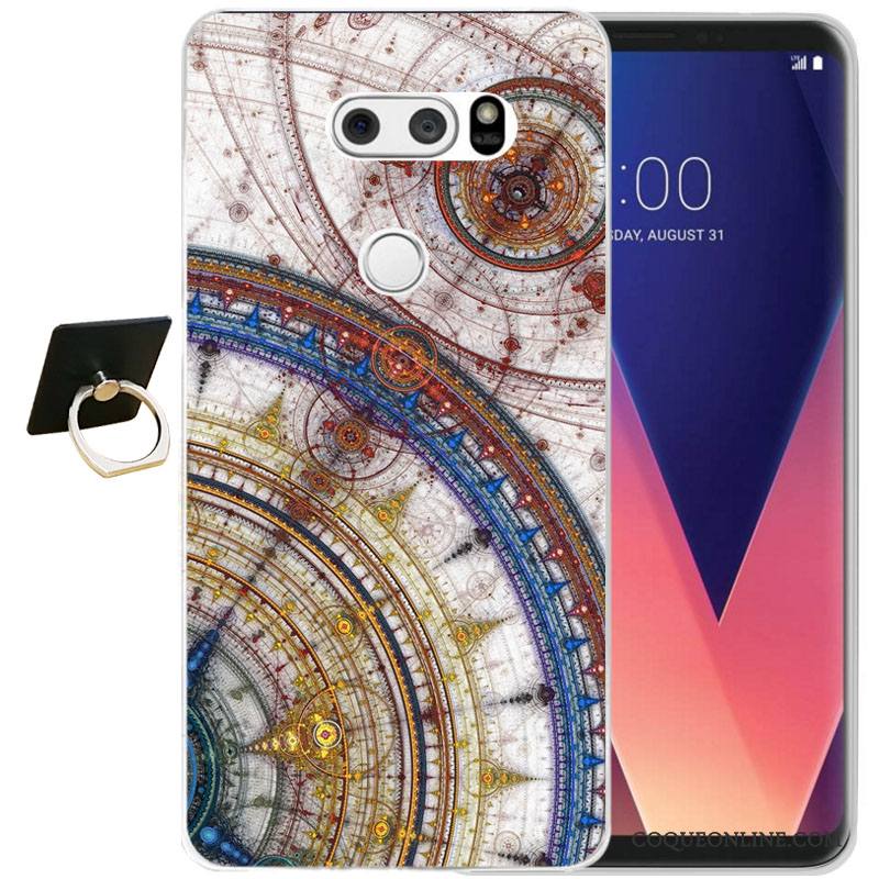 Lg V30 Gaufrage Noir Fluide Doux Protection Étui Coque De Téléphone Silicone