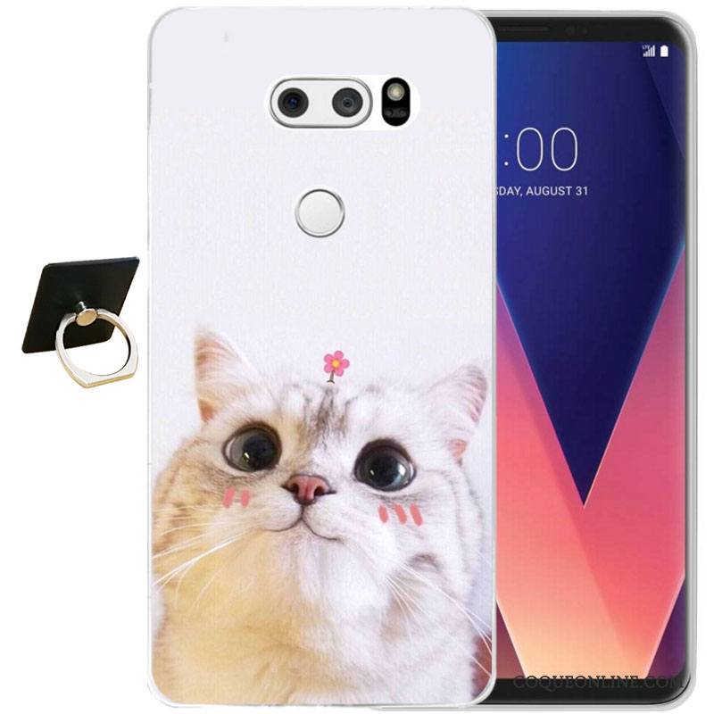 Lg V30 Gaufrage Noir Fluide Doux Protection Étui Coque De Téléphone Silicone