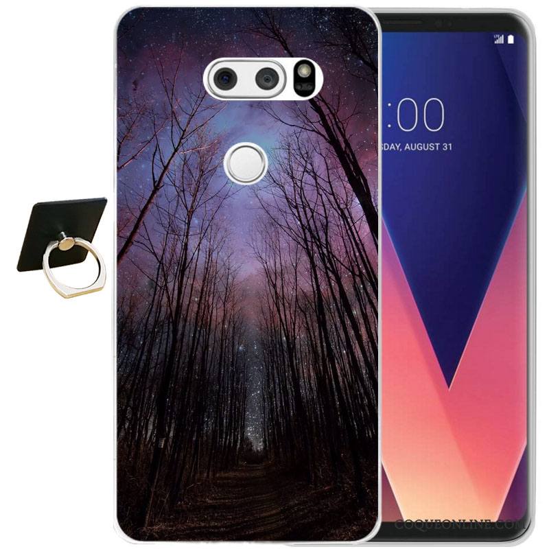 Lg V30 Gaufrage Noir Fluide Doux Protection Étui Coque De Téléphone Silicone