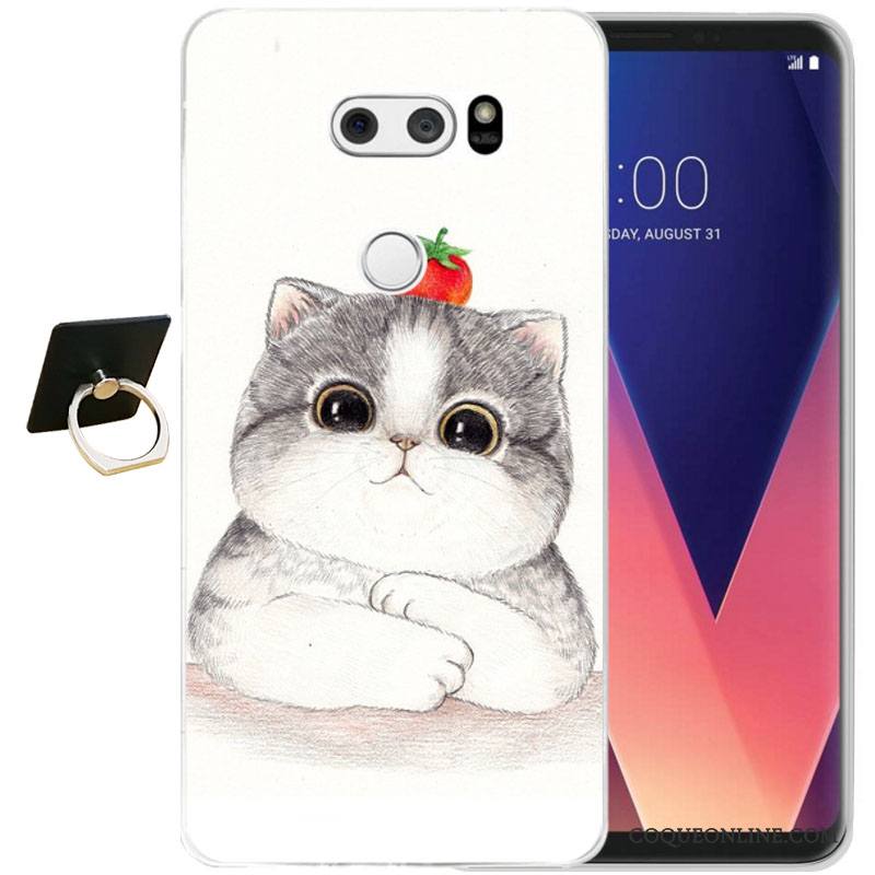 Lg V30 Gaufrage Noir Fluide Doux Protection Étui Coque De Téléphone Silicone