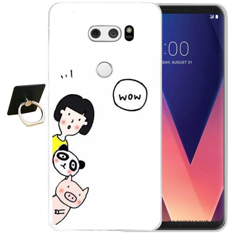 Lg V30 Gaufrage Noir Fluide Doux Protection Étui Coque De Téléphone Silicone