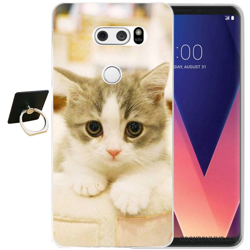 Lg V30 Gaufrage Noir Fluide Doux Protection Étui Coque De Téléphone Silicone