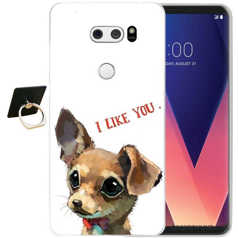 Lg V30 Gaufrage Noir Fluide Doux Protection Étui Coque De Téléphone Silicone