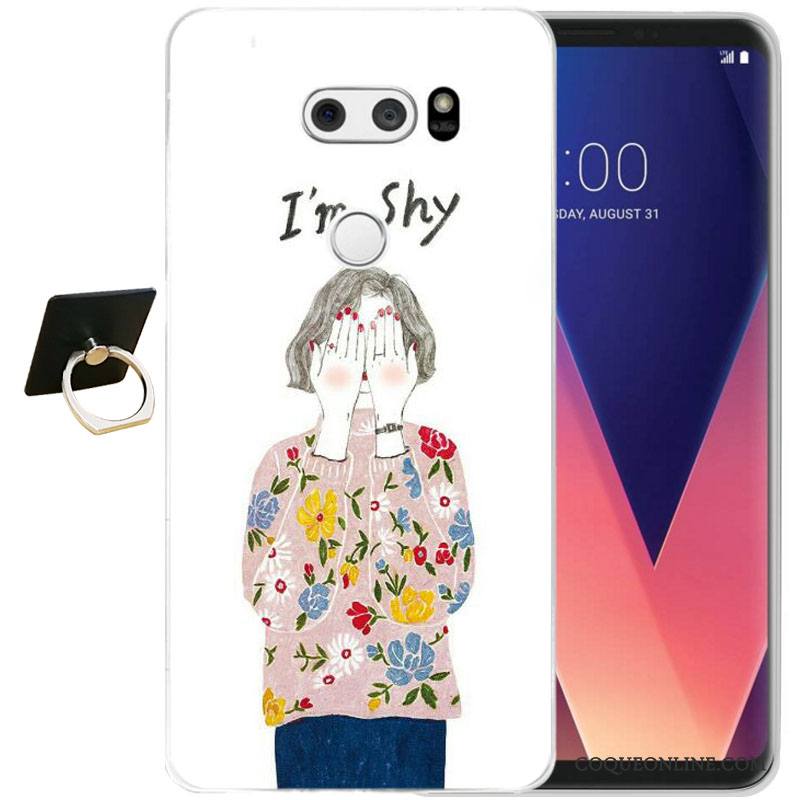 Lg V30 Gaufrage Noir Fluide Doux Protection Étui Coque De Téléphone Silicone