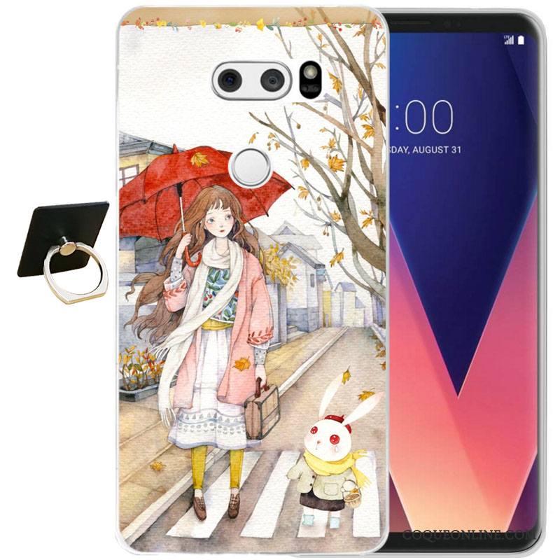 Lg V30 Gaufrage Noir Fluide Doux Protection Étui Coque De Téléphone Silicone