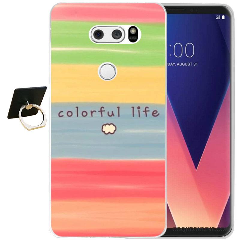 Lg V30 Gaufrage Noir Fluide Doux Protection Étui Coque De Téléphone Silicone