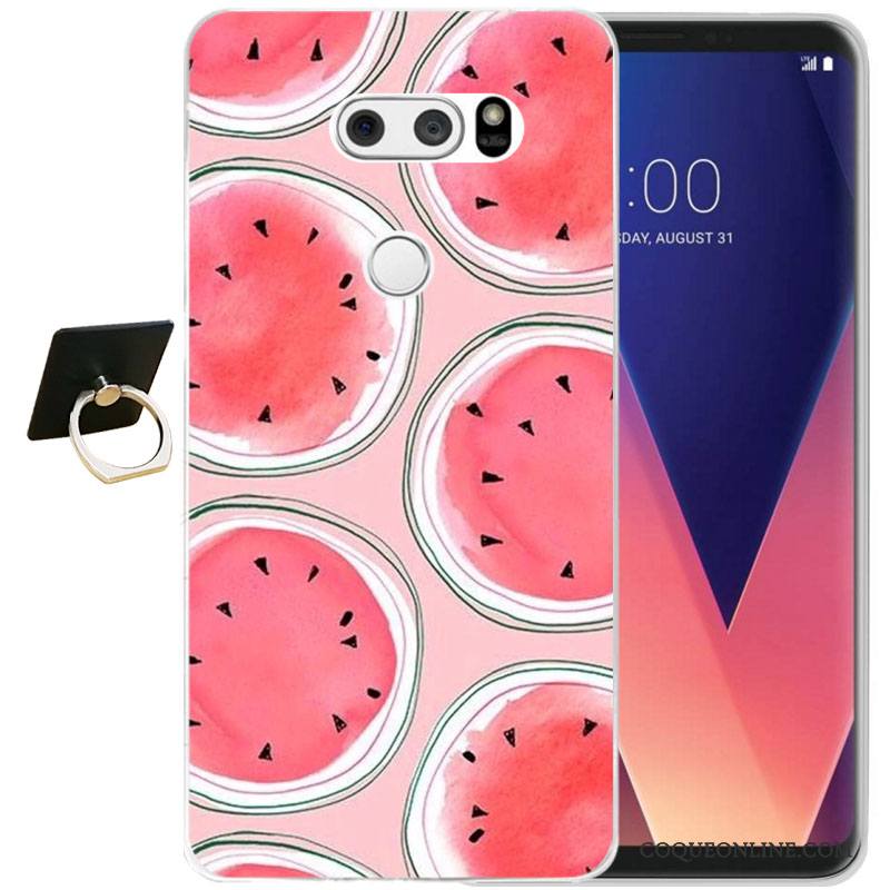 Lg V30 Gaufrage Noir Fluide Doux Protection Étui Coque De Téléphone Silicone