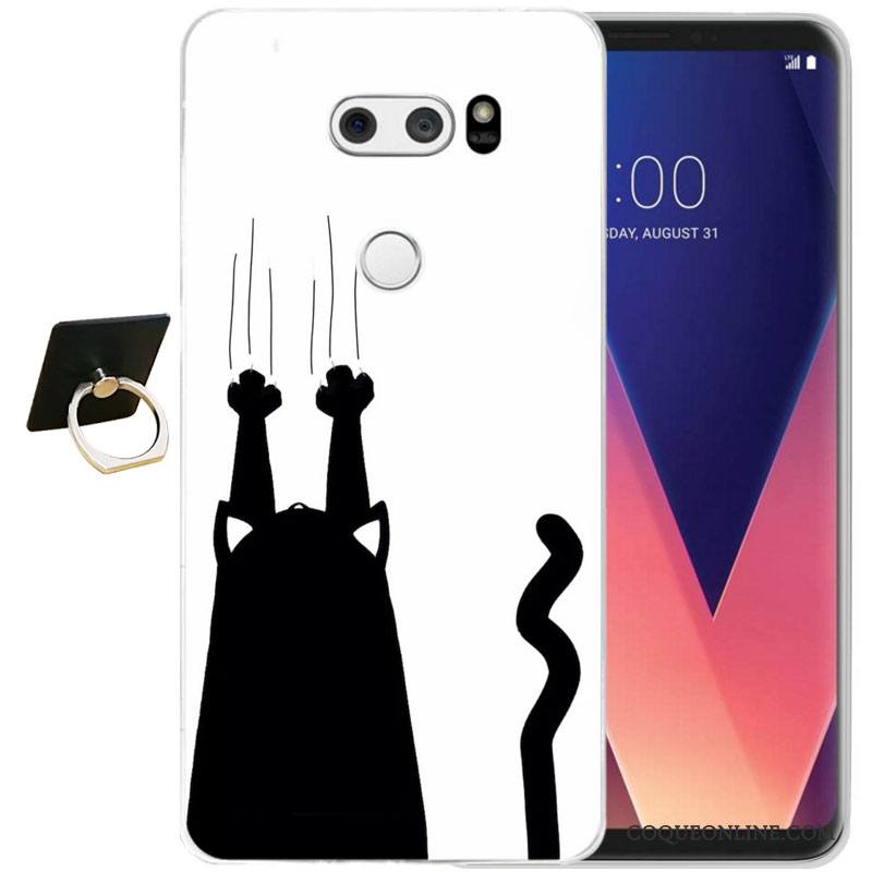 Lg V30 Gaufrage Noir Fluide Doux Protection Étui Coque De Téléphone Silicone