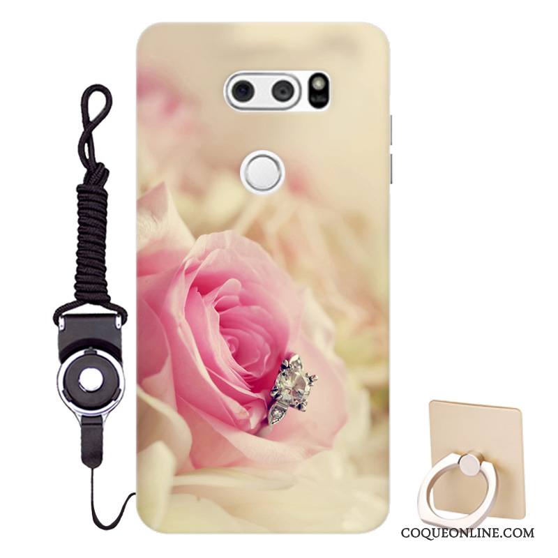 Lg V30 Personnalisé Rose Coque Support Protection Fluide Doux Incassable