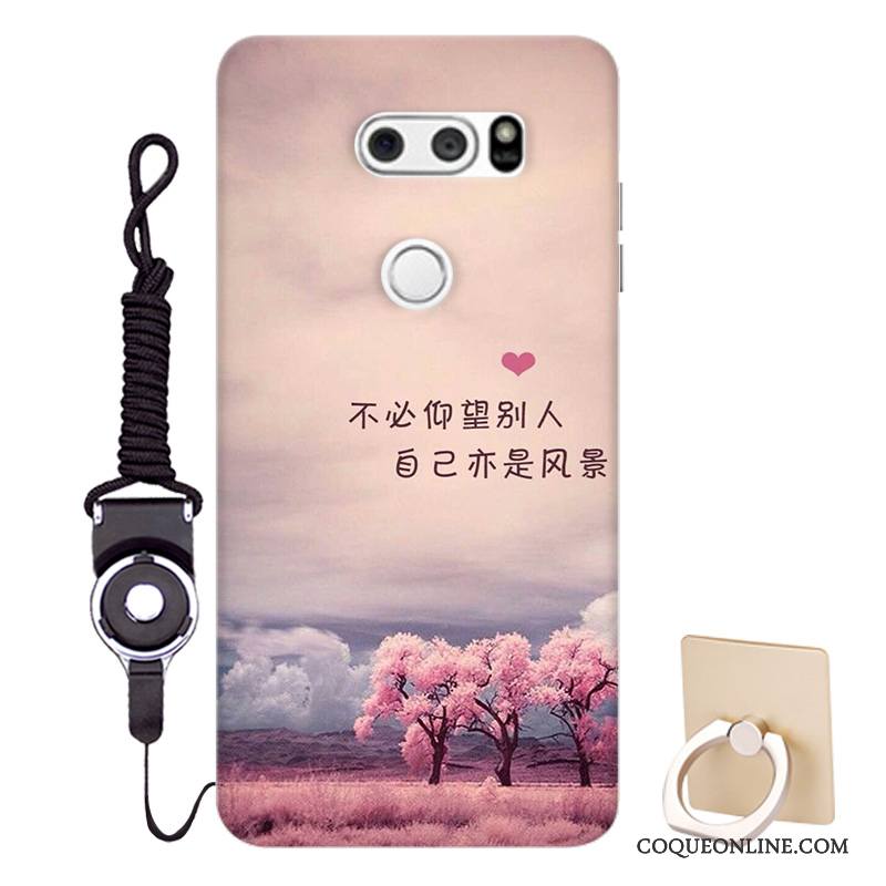 Lg V30 Personnalisé Rose Coque Support Protection Fluide Doux Incassable