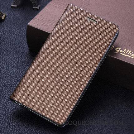 Lg V30 Protection Cuir Véritable Coque De Téléphone Clamshell Incassable Or