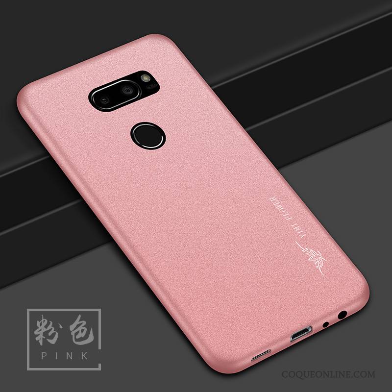 Lg V30 Silicone Coque De Téléphone Rose Délavé En Daim Étui Incassable Protection