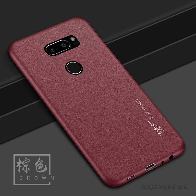 Lg V30 Silicone Coque De Téléphone Rose Délavé En Daim Étui Incassable Protection