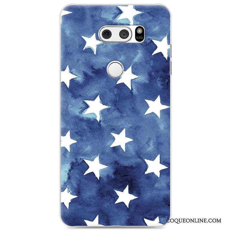 Lg V30 Étui Dessin Animé Simple Bleu Nouveau Transparent Coque