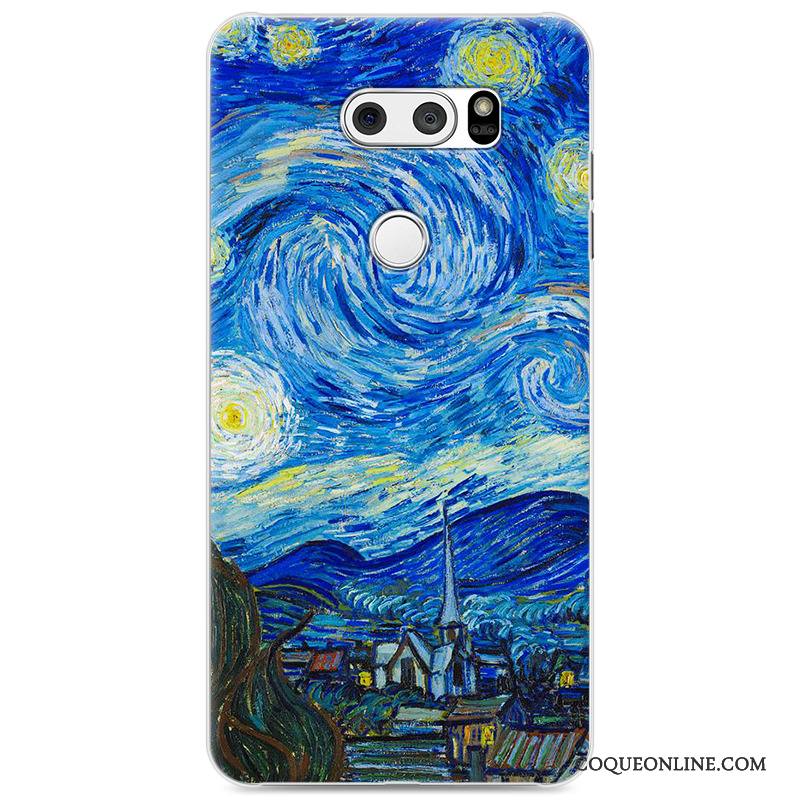 Lg V30 Étui Dessin Animé Simple Bleu Nouveau Transparent Coque