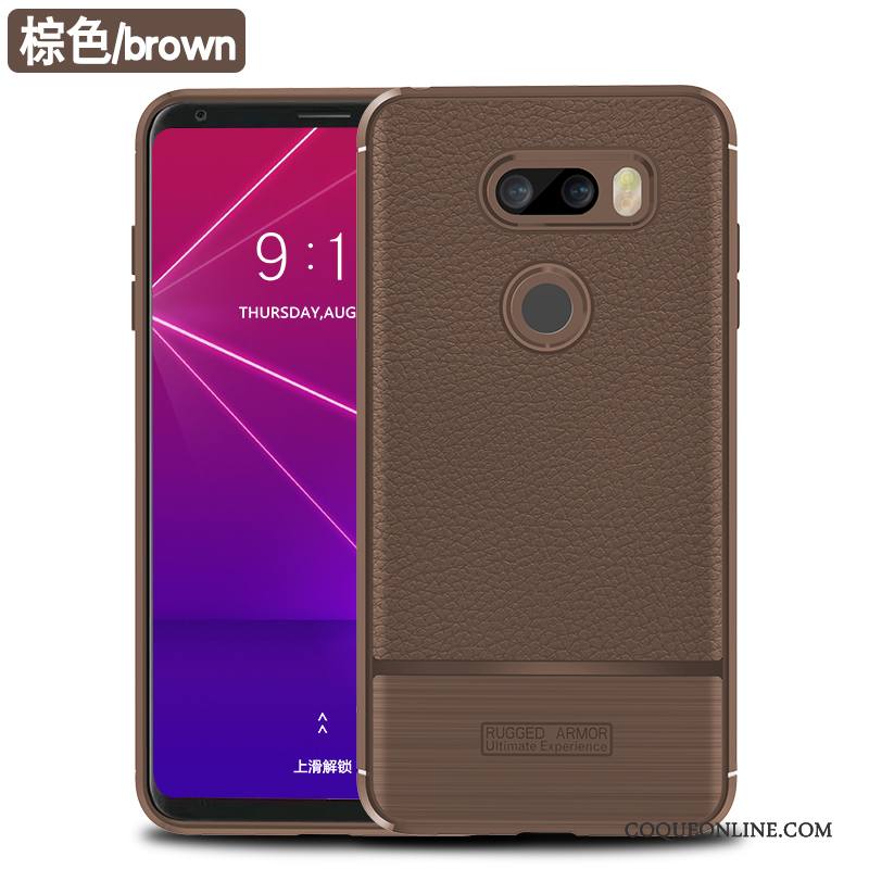 Lg V30s Tinq Modèle Fleurie Tout Compris Litchi Étui Protection Coque De Téléphone Fluide Doux