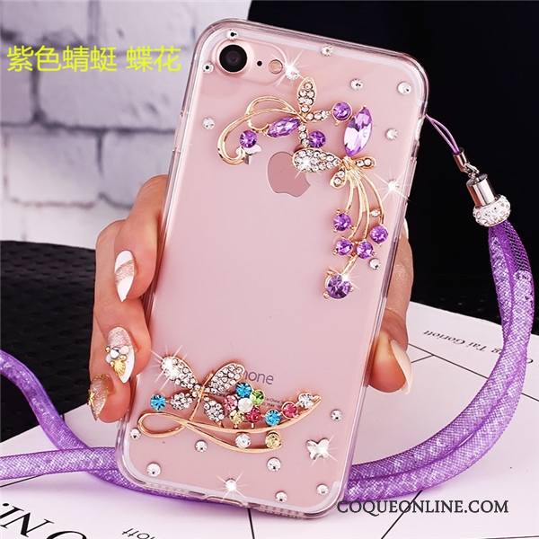 Lg V30s Tinq Strass Ornements Suspendus Incassable Protection Violet Coque De Téléphone Anneau