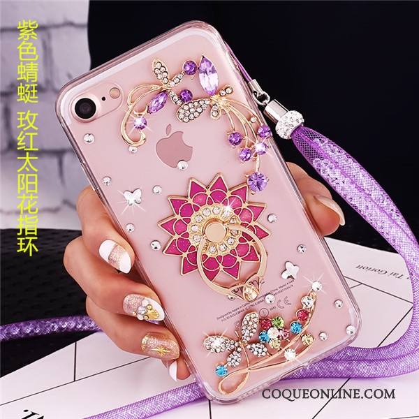 Lg V30s Tinq Strass Ornements Suspendus Incassable Protection Violet Coque De Téléphone Anneau