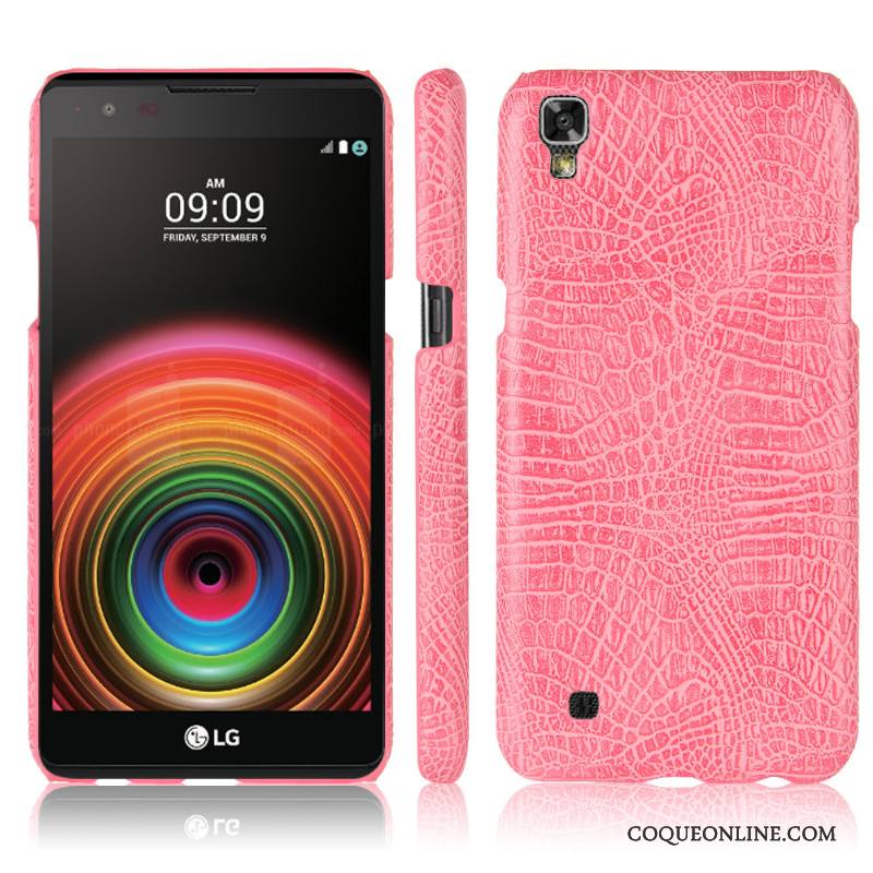 Lg X Power Coque De Téléphone Incassable Étui Rose Crocodile Étui En Cuir