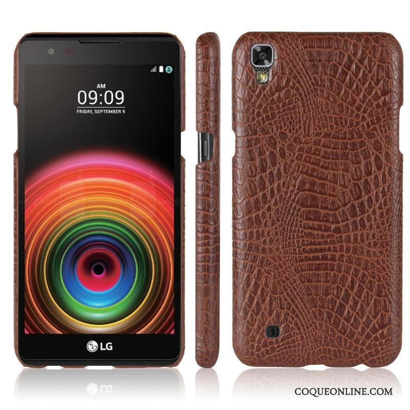 Lg X Power Coque De Téléphone Incassable Étui Rose Crocodile Étui En Cuir