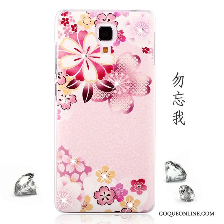 Mi 4 Coque Peinture Protection Petit Tendance Strass Délavé En Daim Incassable