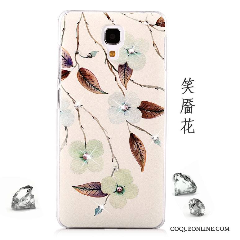 Mi 4 Coque Peinture Protection Petit Tendance Strass Délavé En Daim Incassable