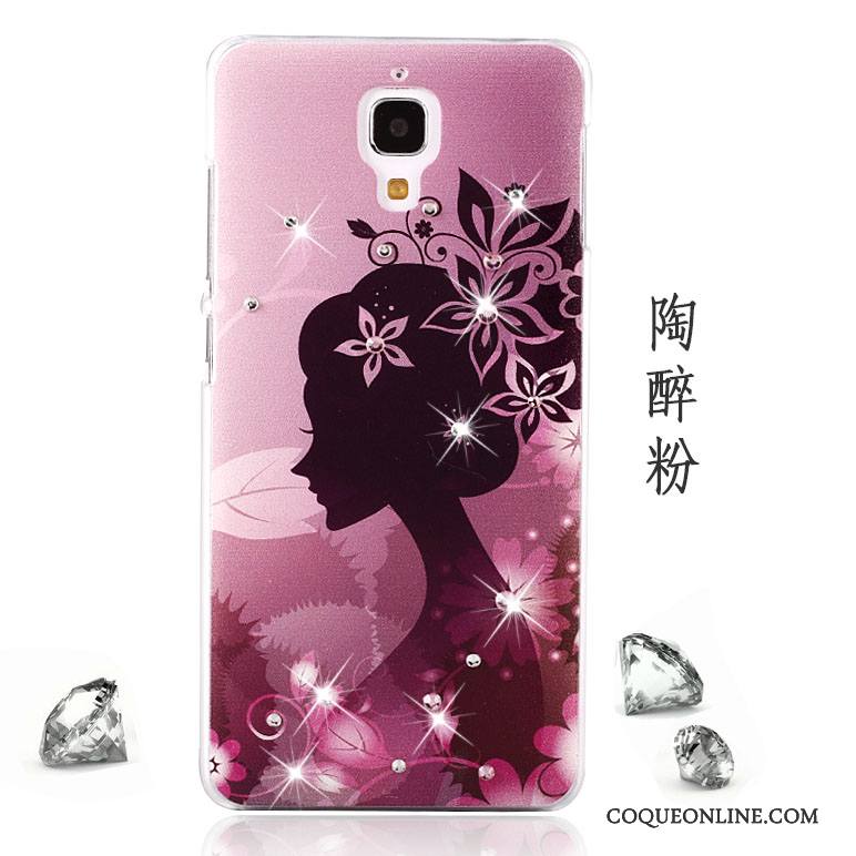 Mi 4 Coque Peinture Protection Petit Tendance Strass Délavé En Daim Incassable