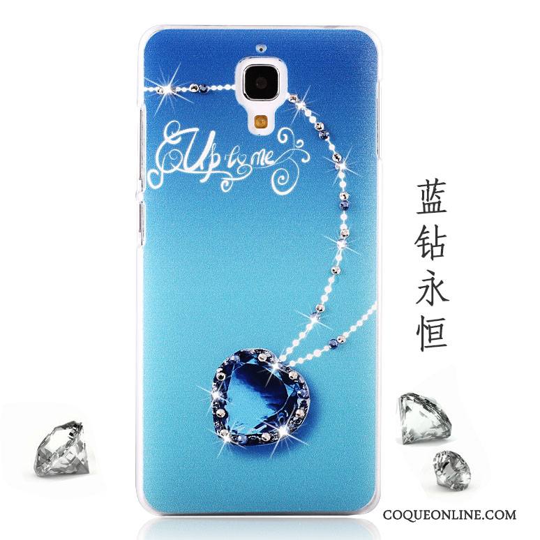 Mi 4 Coque Peinture Protection Petit Tendance Strass Délavé En Daim Incassable