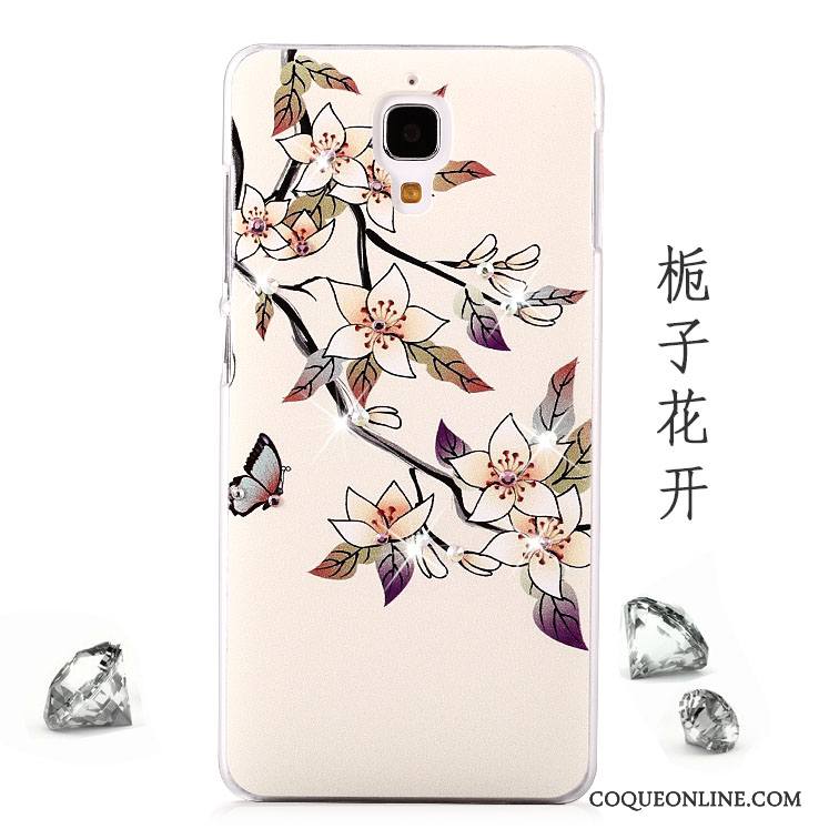 Mi 4 Coque Peinture Protection Petit Tendance Strass Délavé En Daim Incassable