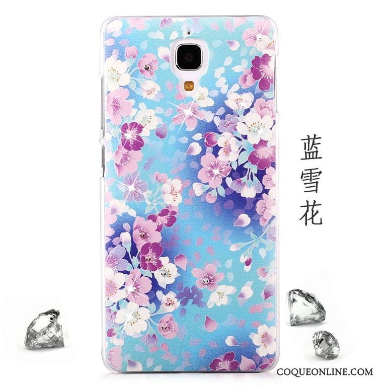 Mi 4 Coque Peinture Protection Petit Tendance Strass Délavé En Daim Incassable