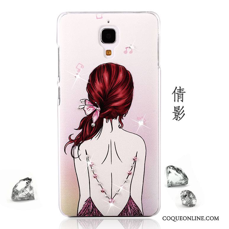 Mi 4 Coque Peinture Protection Petit Tendance Strass Délavé En Daim Incassable