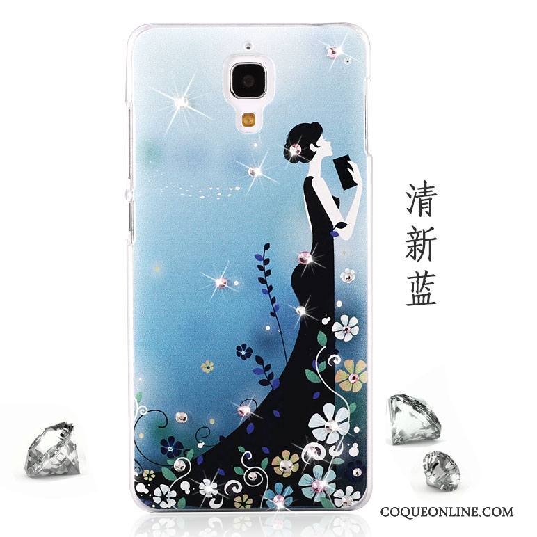 Mi 4 Coque Peinture Protection Petit Tendance Strass Délavé En Daim Incassable