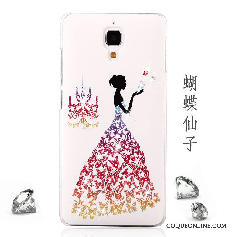 Mi 4 Coque Peinture Protection Petit Tendance Strass Délavé En Daim Incassable