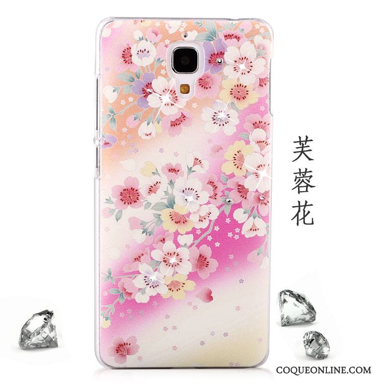 Mi 4 Coque Peinture Protection Petit Tendance Strass Délavé En Daim Incassable