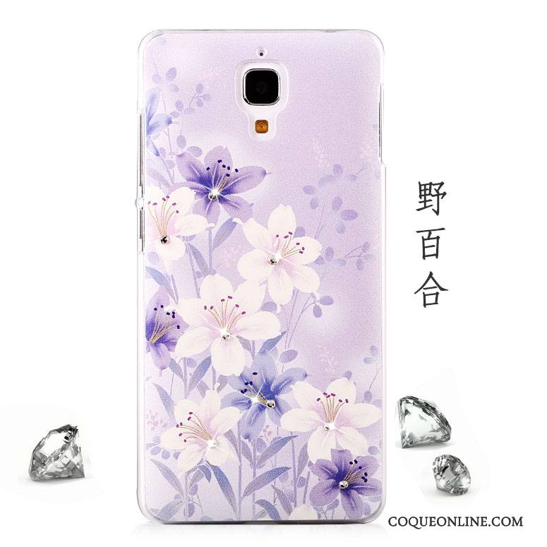 Mi 4 Coque Peinture Protection Petit Tendance Strass Délavé En Daim Incassable