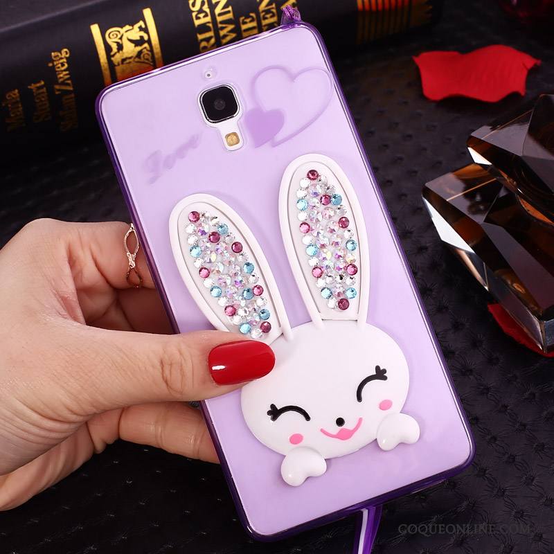 Mi 4 Strass Violet Petit Dessin Animé Ornements Suspendus Étui Coque