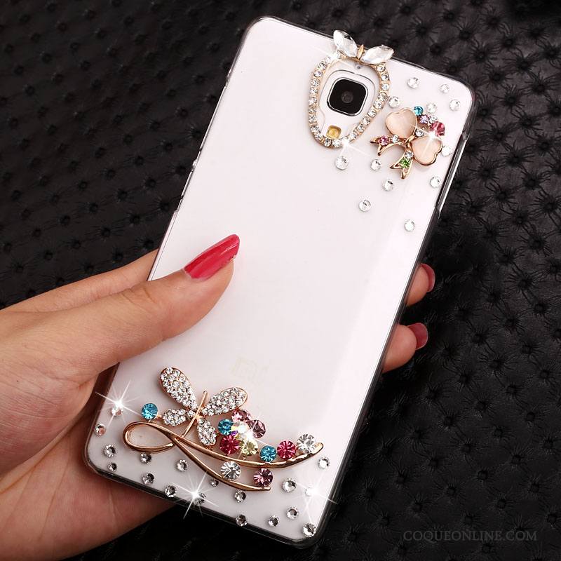 Mi 4 Transparent Strass Tendance Petit Or Coque Étui