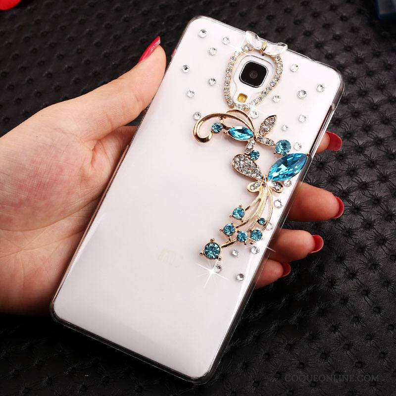 Mi 4 Transparent Strass Tendance Petit Or Coque Étui