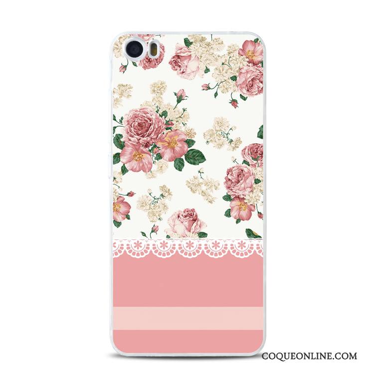 Mi 5 Coque De Téléphone Gaufrage Silicone Fluide Doux Rose Tout Compris